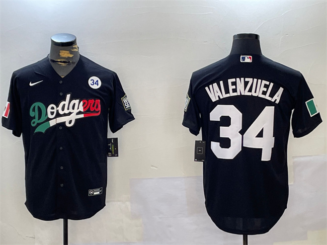 Men's Los Angeles Dodgers #34 Toro Valenzuela Black Mexico 2024 World Series With No. 34 Patch Cool Base Stitched Baseball Jersey Men's Los Angeles Dodgers #34 Toro Valenzuela Black Mexico 2024 World Series With No. 34 Patch Cool Base Stitched Baseball Jersey